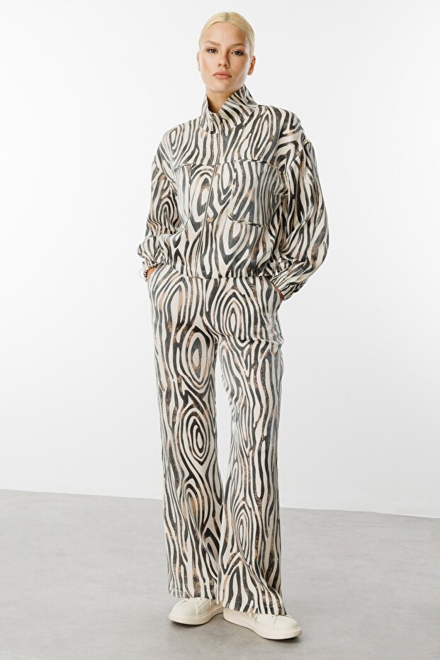 Patterned Wide Leg Trousers Zebra Pattern 52506-25