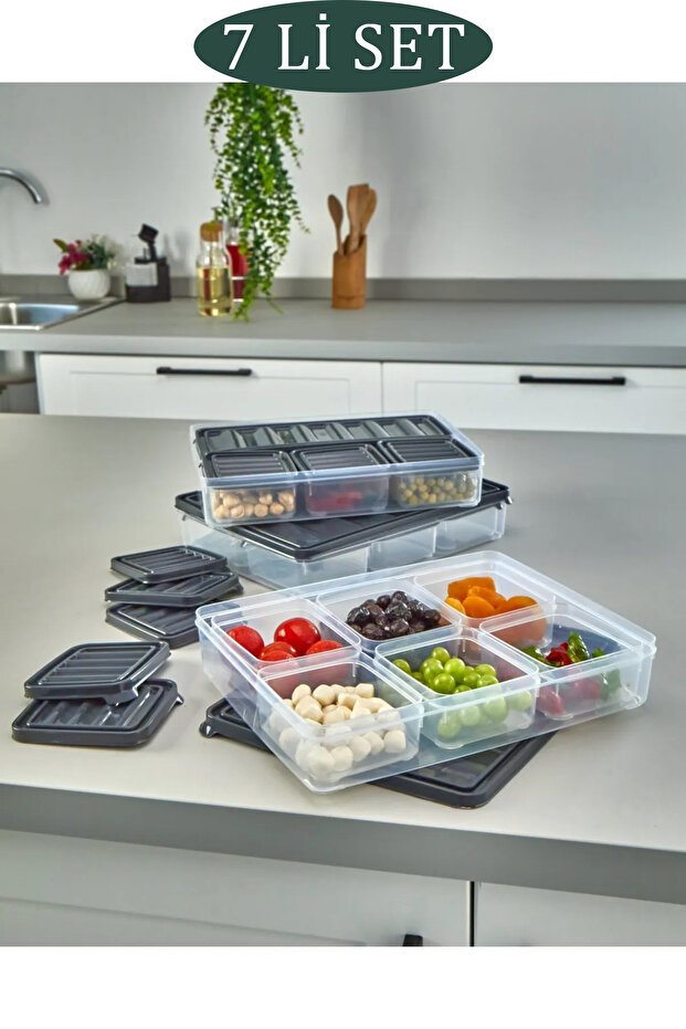 طقم أوعية تخزين مانعة للتسرب مكونة من 7 قطع للإفطار وصينية تخزين مجمدة مع أغطية - 1