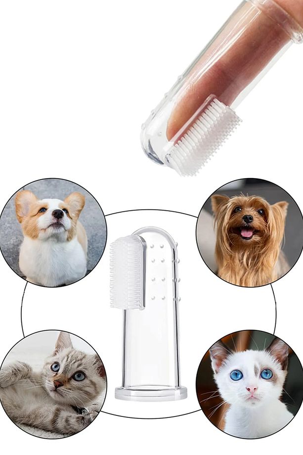 Kedi ve Köpek İçin Silikon Parmak Diş Kaşıyıcı Dil Temizleyici Diş Fırçası - 4