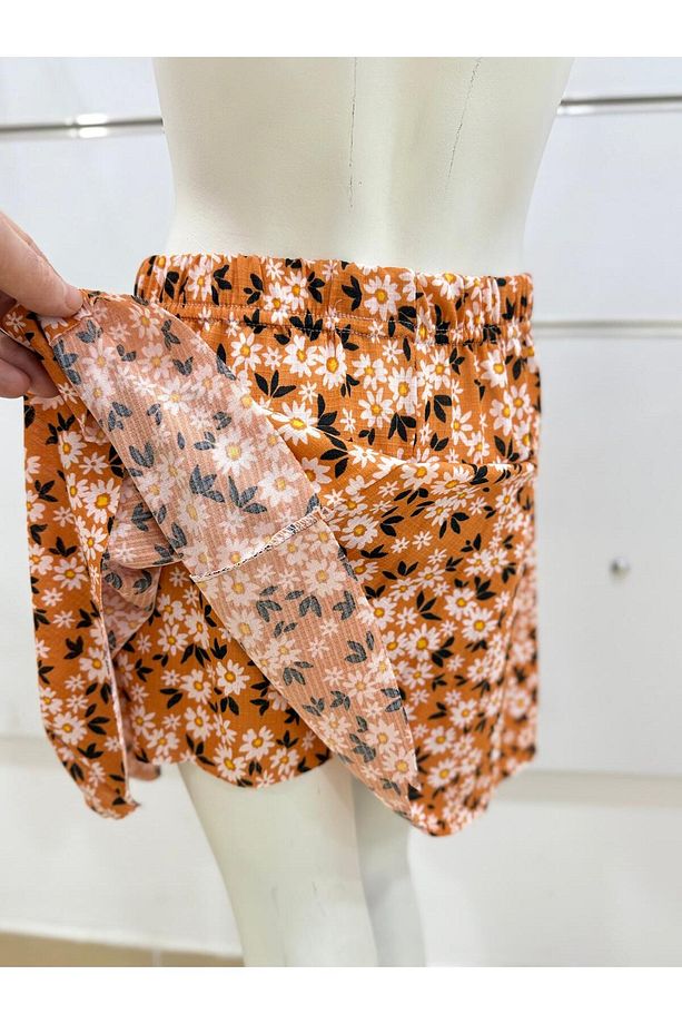 volanlı kız şort etek /volanlı çiçek desen mini şortlu etek/ mini yazlık şort etek - 6
