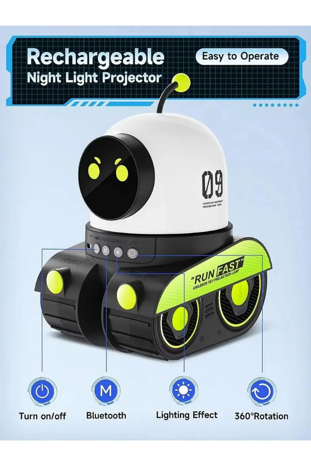 Gece Lambası Projektör Çocuklar İçin Eğitici Bluetooth Hoparlör Speaker Gezengen Astronot Galaxy - 4