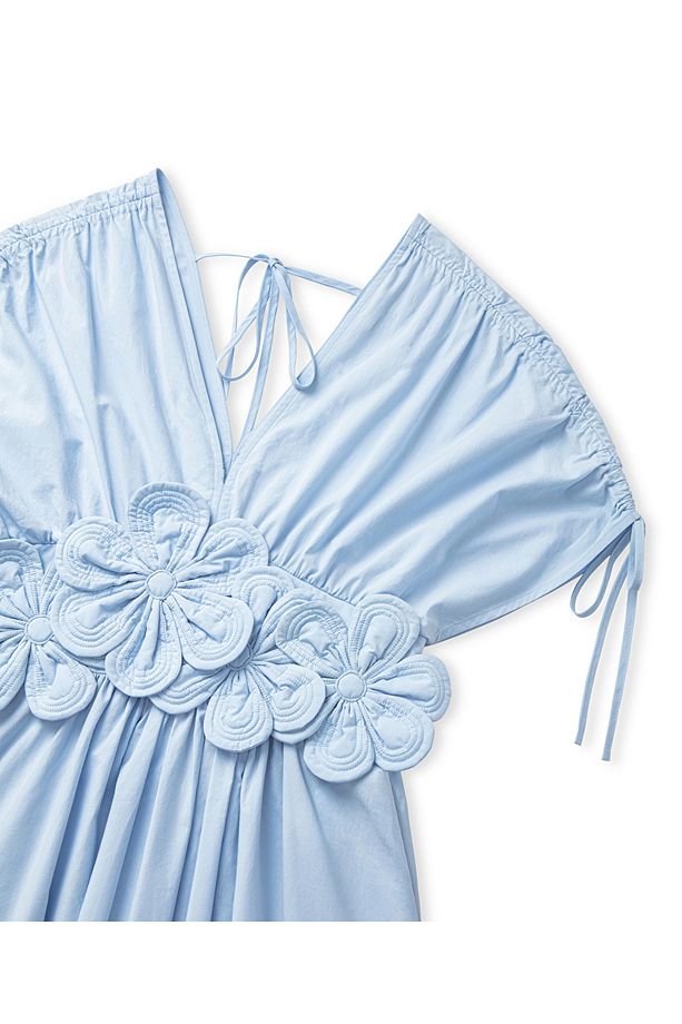 Çiçek aplikeli poplin elbise - 4