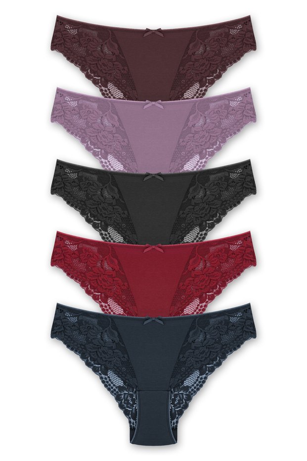 5 Pack Cotton Lace Detailed Slip Women's Panties