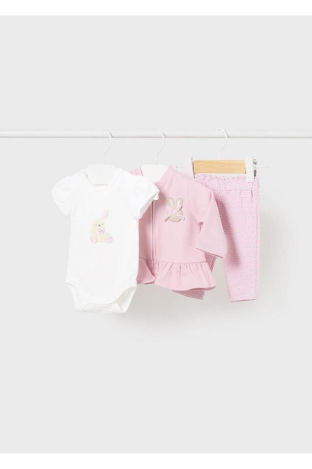 Yazlık Kız Bebek Eşofman 3'lü Set - Pembe - 1