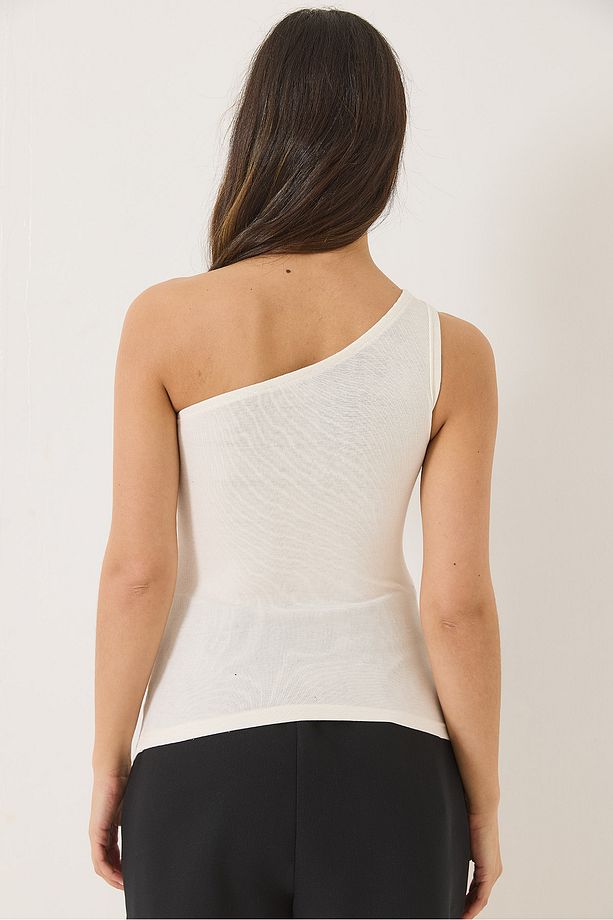 Kadın Drape Detaylı Tek Omuz Soft Touch Esnek Viskon Bluz 4013 60284028 - 8
