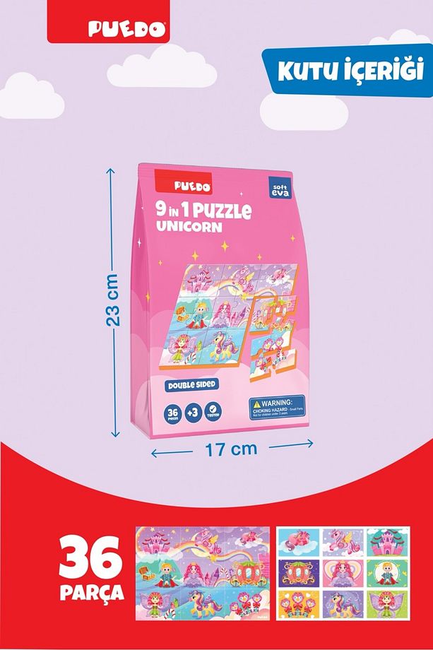 36 Parça 9in1 Çift Taraflı Puzzle - Unicorn - 4
