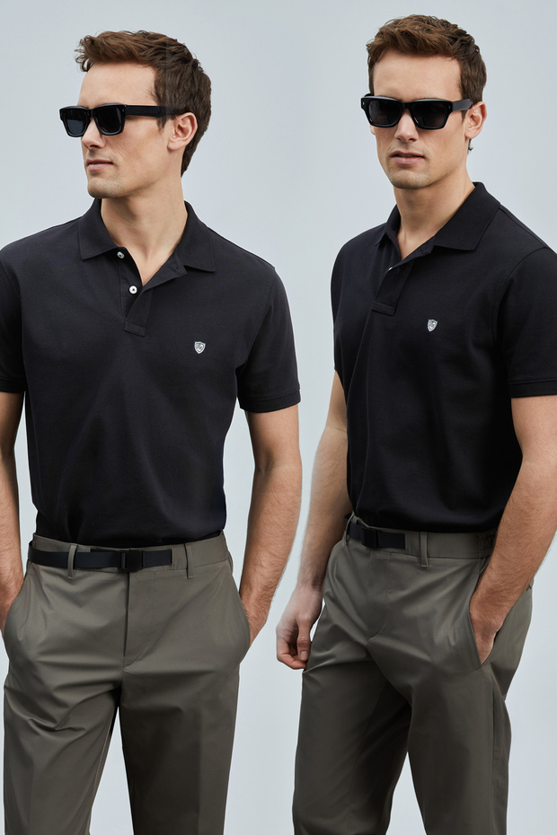 With Logo Cotton Comfort Fit Buttoned Polo Collar 2'Li t Shirt Men t Shirt 111040206S2