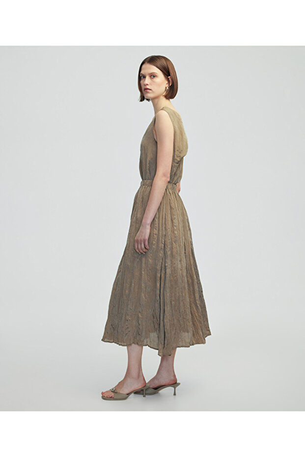 Kırışık efektli midi etek - 2