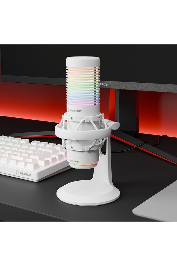 Bemol Beyaz Rgb Shock Mount Oyuncu Mikrofonu Yayıncı Mikrofonu Youtuber Mikrofonu - 5