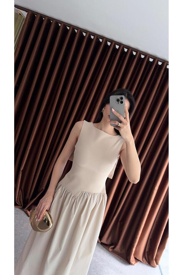 Rochie asimetrică crem - 4