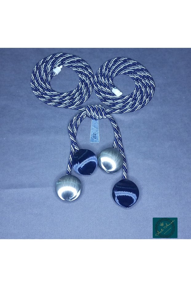 4 Bulk Navy Blue-Light Grey (217) Silk String Wrap Fund Tulle Double Breasted Curtain Ceiling Tie Accessory
