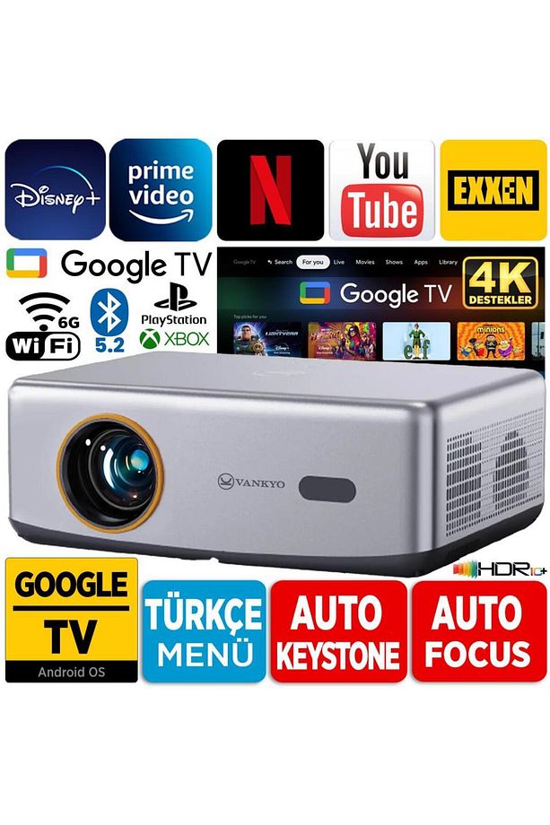 Performance V700G Android Google TV HDR10+ 4K Destekli Projeksiyon Cihazı +Auto Focus+Auto Ke - 1