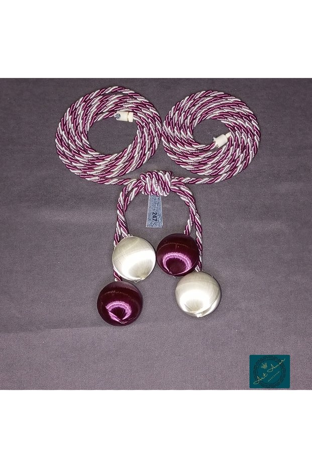4 Bulk Plum-Cream (247) Silk Ip Winding Fund Tulle Double Breasted Curtain Ceiling Binding Accessory