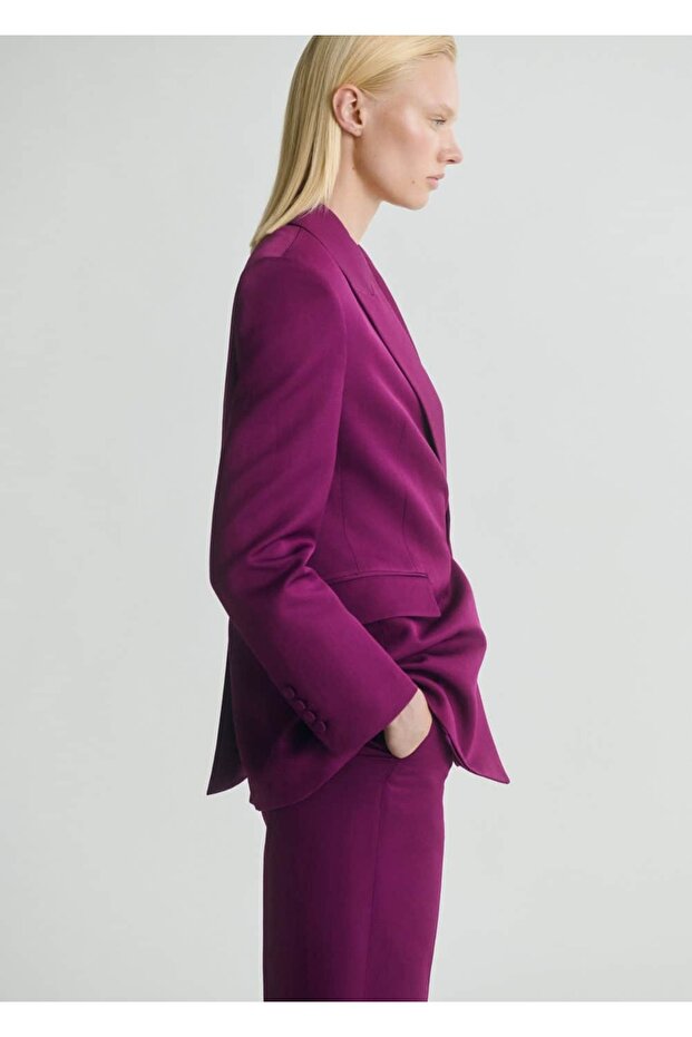 Ketenli Kruvaze Blazer Ceket - 5