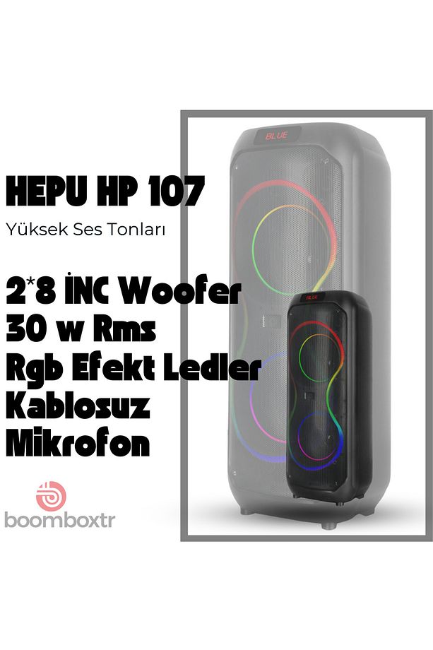 Hp 107 Taşınabilir Şarjlı Bluetooth Hoparlör 30 W Rms 2*8 Inc Kablosuz Karaoke Mikrofon Rgb Led - 4