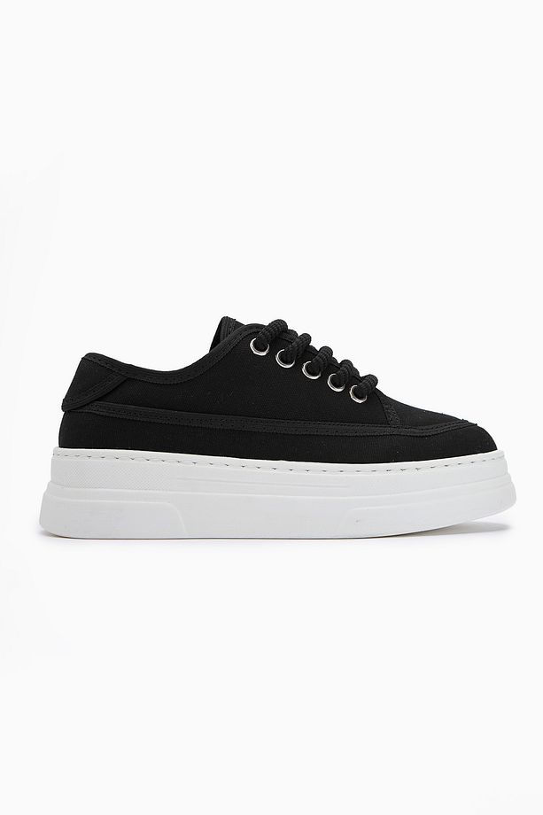 Sassa Siyah Yüksek Tabanlı Bağcıklı Kadın Sneaker - 5
