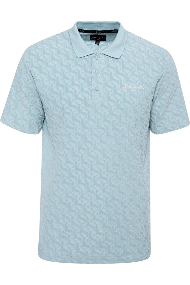 Herren JM232-006-02 SJ Monogram Logo Devorée Velours Poloshirt - 1