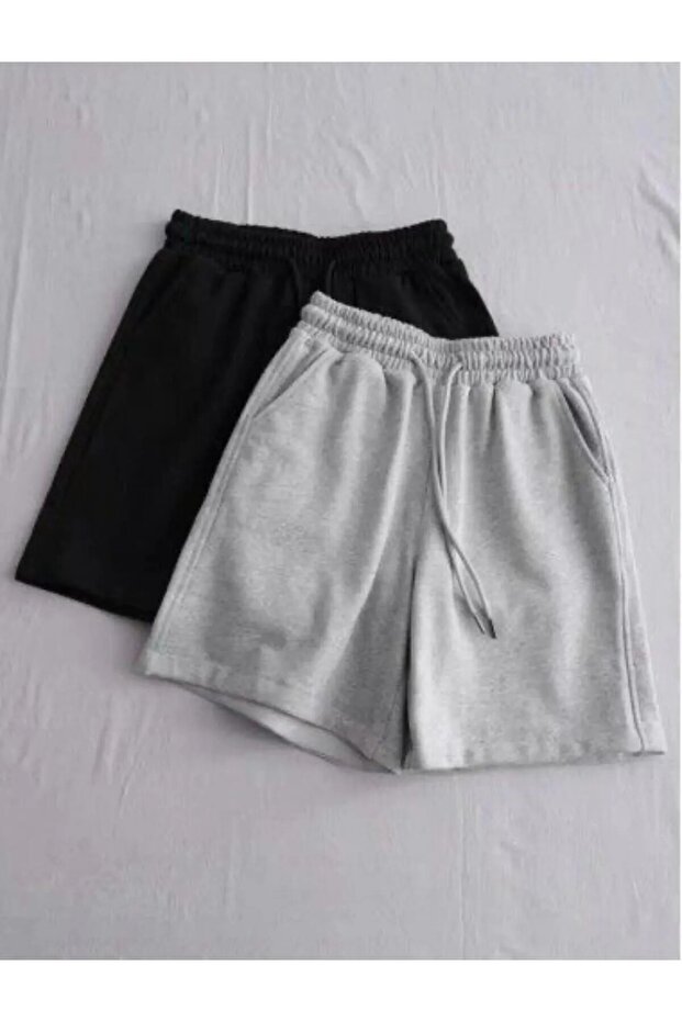 Double Shorts Black and Gray Seasonal Sweat-Repellent Fabric