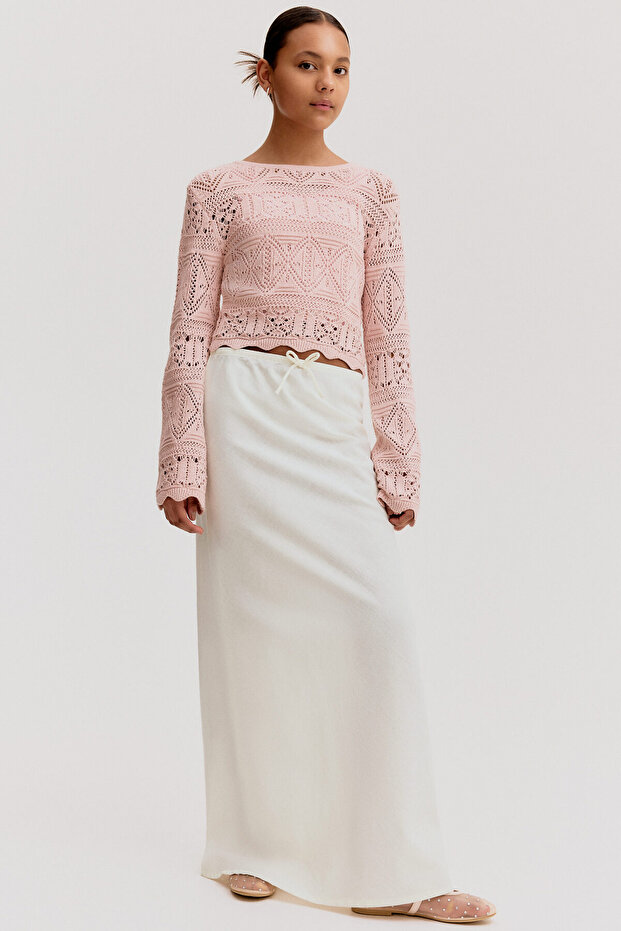 Keten Karışımlı Etek - 1