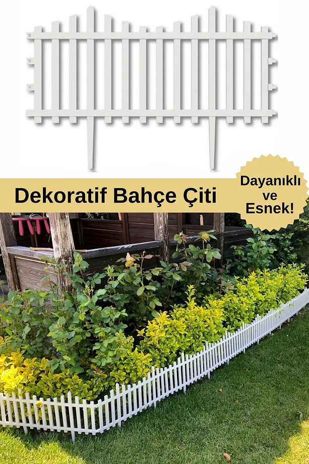 20 Adet 12 Metre Dekoratif Beyaz 4 lü Birleşme Yeri Sağlam Bahçe Çiti - 4