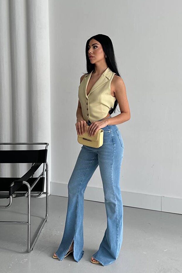 Wave Line Paça Yırtmaçlı İspanyol Jean - 7