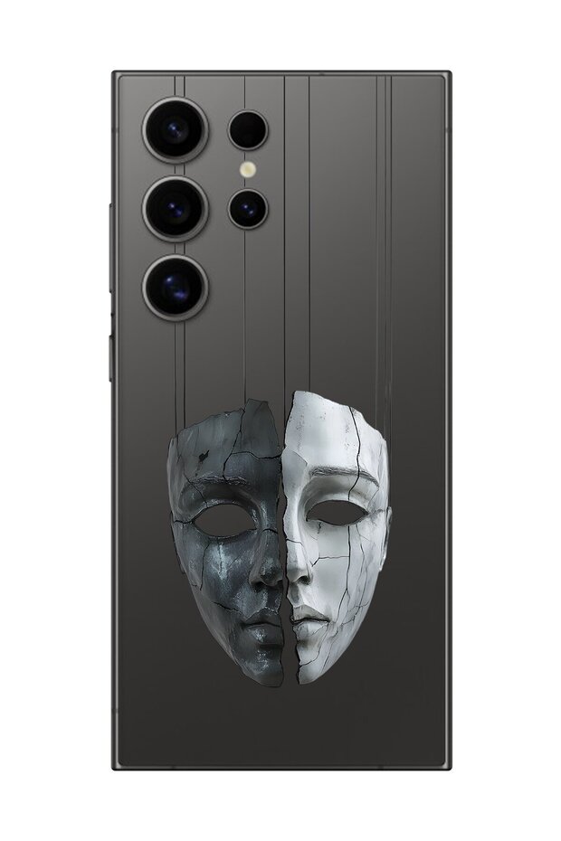 Samsung Galaxy S24 Ultra Compatible Transparent Case Aesthetic Face 8 Design