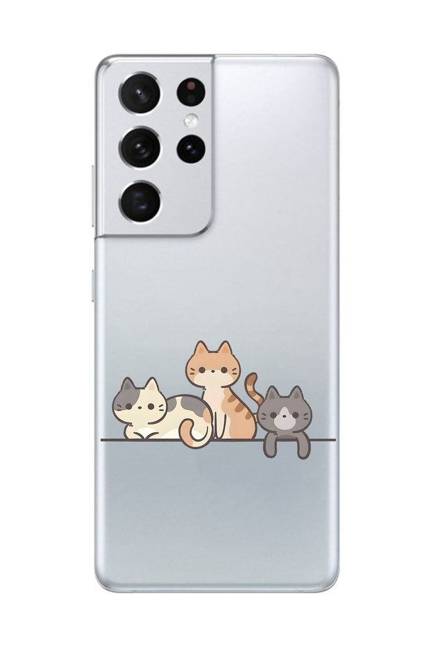 Galaxy S21 Ultra Compatible Transparent Case Transparent Catties 4 Designs