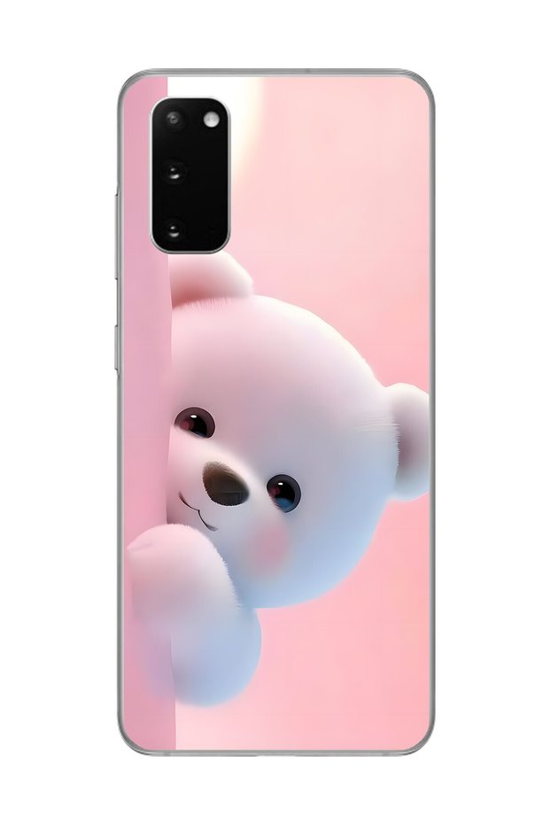 Samsung Galaxy S20+ Compatible Transparent Case 1 Plush Teddy Bear Design