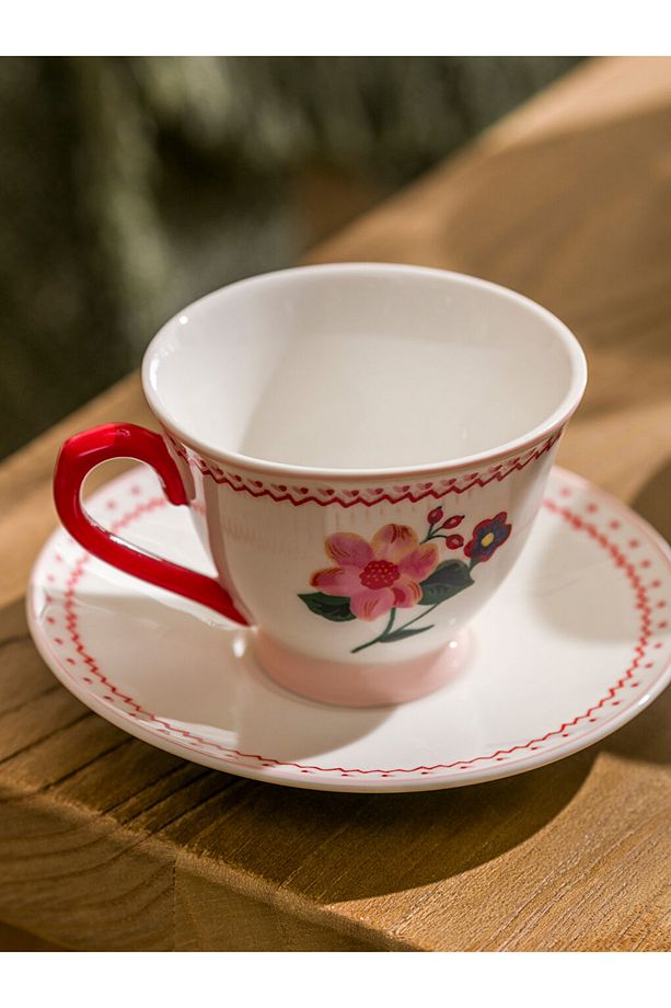 LCW HOME Pembe Çiçek Baskılı 2 Kişilik Porselen Kahve Fincan Takımı 90 ml - 3