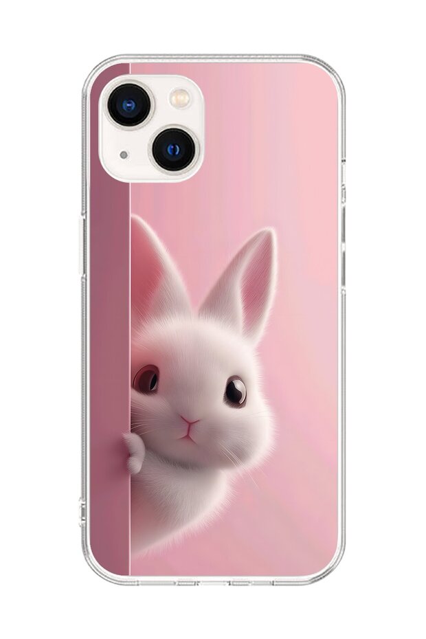 حافظة شفافة متوافقة مع هاتف iPhone 13 5 بتصميم أرنب من القطيفة