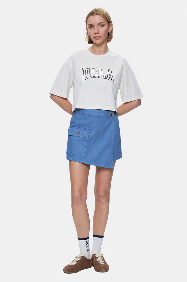 LINDA Mavi Yıkamalı Denim Şort Etek Standard Fit Kadın Şort - 1