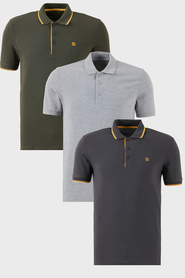 Cotton Regular Fit Buttoned Polo Neck 3 Pack t Shirt Men t Shirt 590211827S3