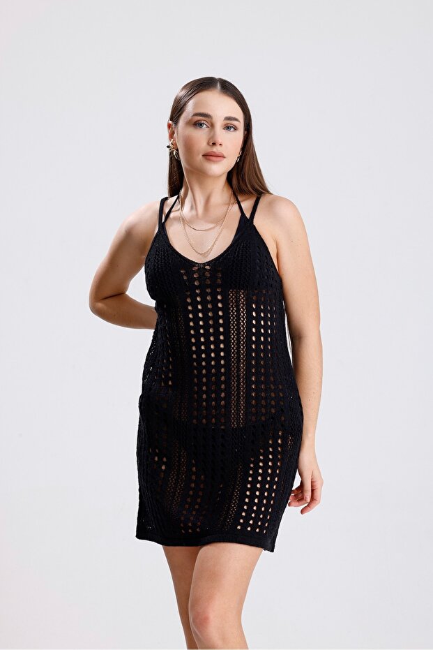 Slipping Strick Slipping Slipping Hole Pattern Summer Dress Beach Dress