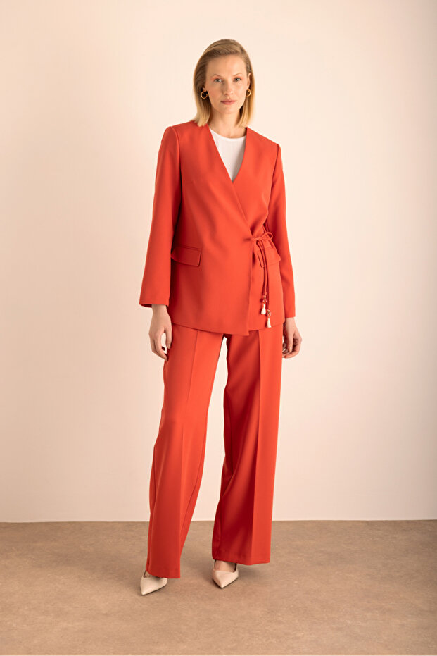 Side Tie Double Breasted Jacket - 2