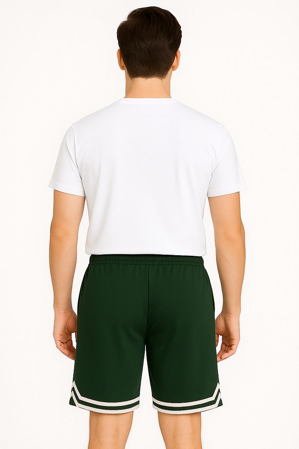 Erkek Yeşil Oversize Şeritli Şort - 2