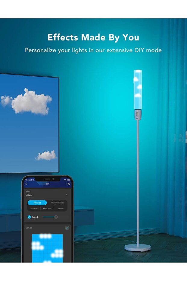 RGBIC Cylindrical LED Floor Lamp with Wi-Fi App Control, Smart Lamp with 64+ Scenes, DIY Mode, - 3