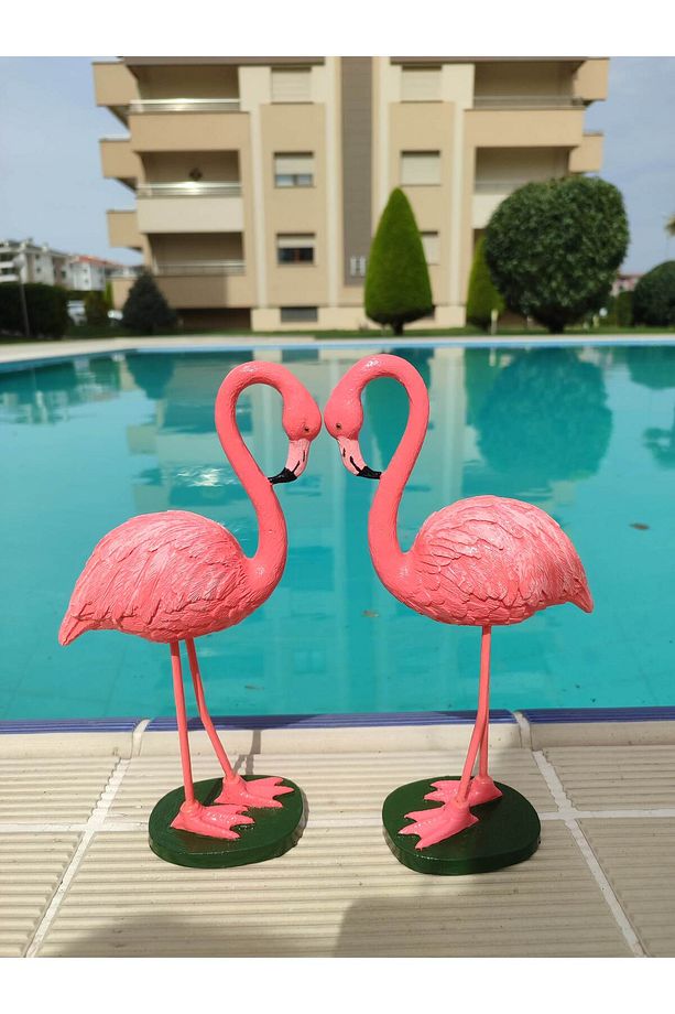 Flamingo heykel seti, İkili flamingo takım heykel, polyester heykel - 2