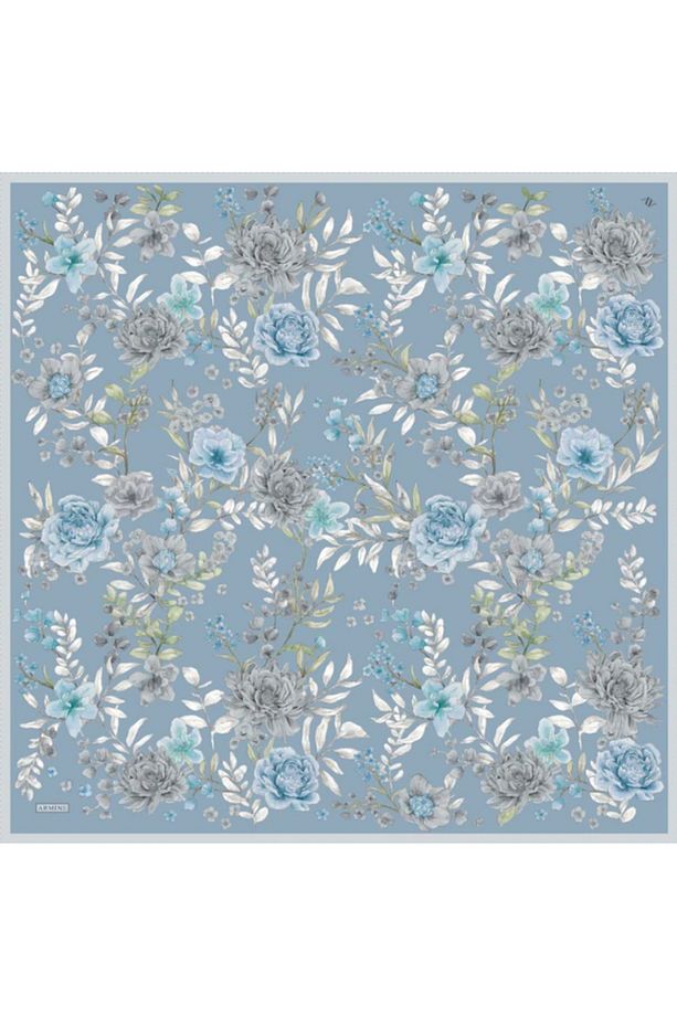 Sura Ipek Eşarp 9347-05 Mavi Karışık Desen - 2