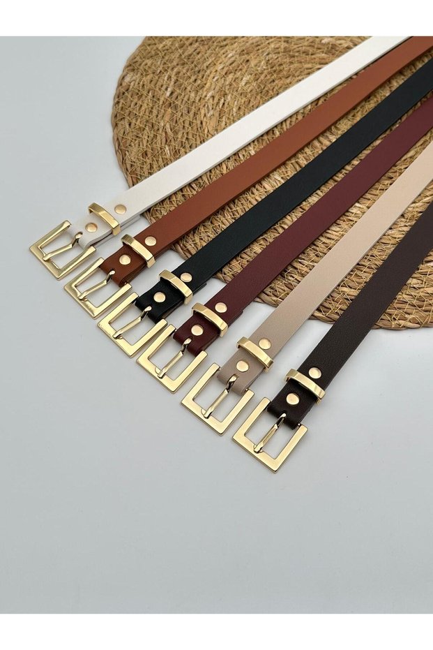 6'Lı Square Buckle Women's Belt, Jacket Belt, Pantalon Belt, Shirt Belt, Dress Belt