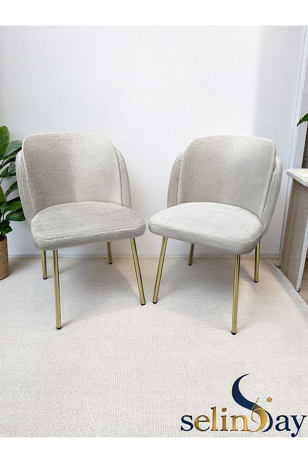 6 Kişilik Elysia Gold Line Masa Takımı BabyFace Kumaş MDF Lak Panel Masa - 7