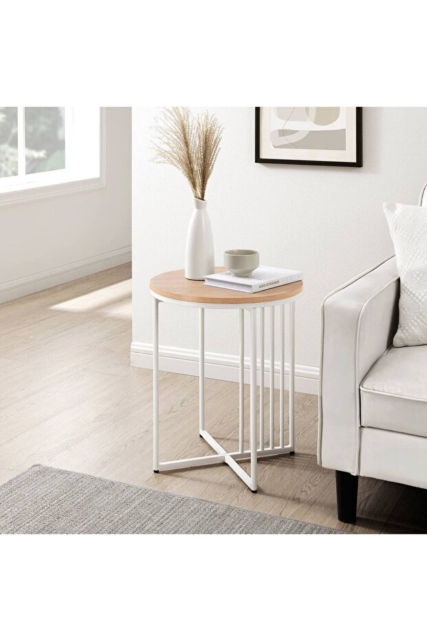 Iron and marble side table - 40 x 40 x 60 cm