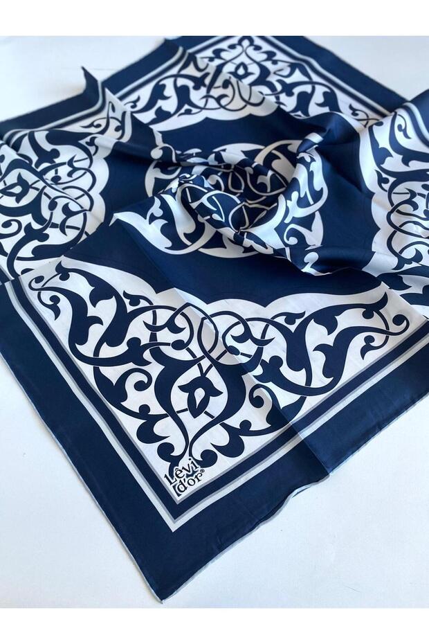 Tivil Silk Scarf 47075 Navy Blue Mixed Pattern