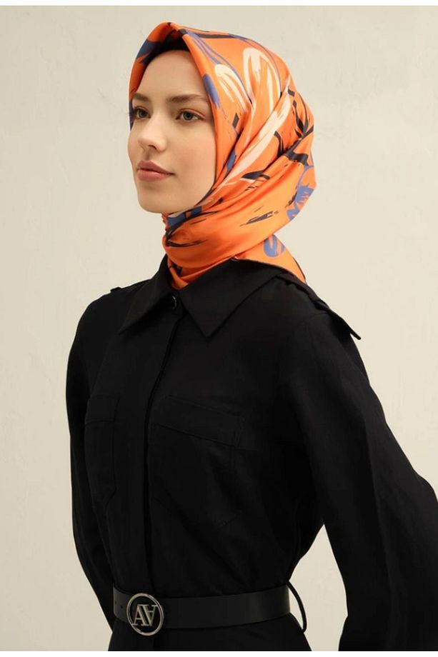 Tivil Ipek Eşarp 9322-38 Turuncu Karışık Desen - 1