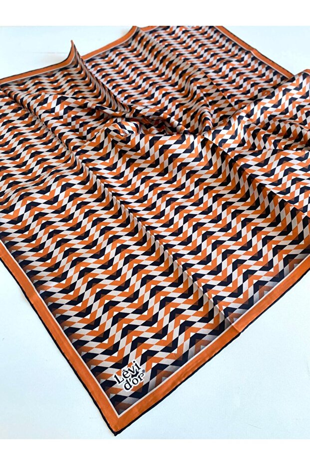 Tivil Silk Scarf 47091 Orange Mixed Pattern