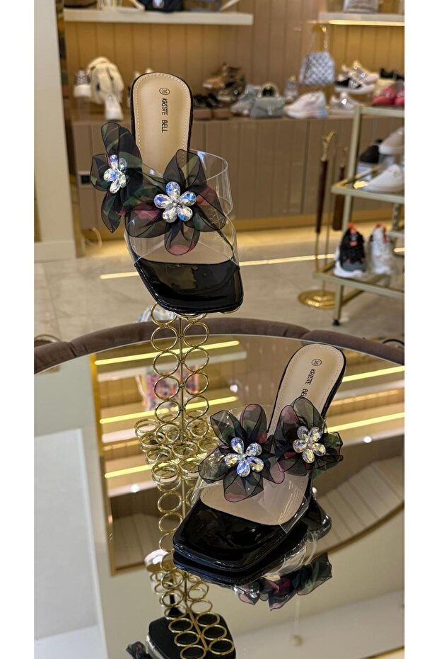 İthal Çiçek Model Şeffaf Terlik - 4