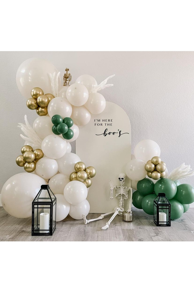 Green White Gold Chrome Balloon Chain Set of 100