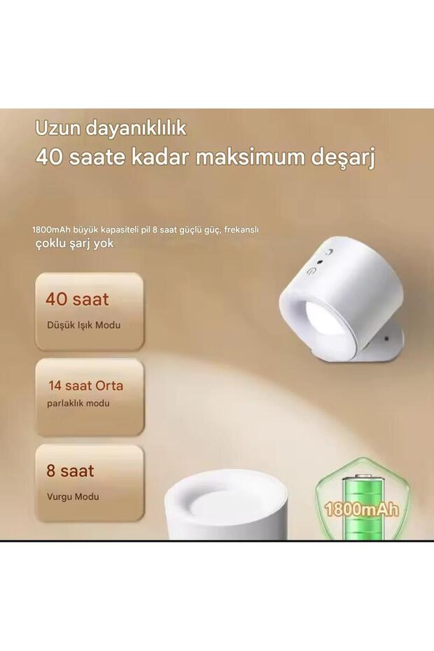 Controlled 360 °   Rotating Two-Way Lighted 3-Color Wall Lamp Sconce Table & Room Lamp & Flashlight - 7