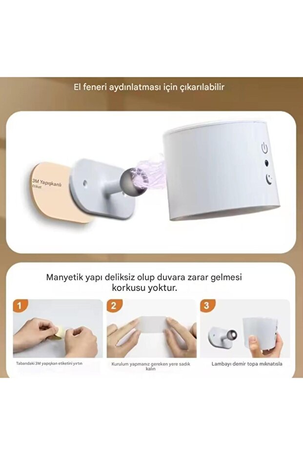 Controlled 360 °   Rotating Two-Way Lighted 3-Color Wall Lamp Sconce Table & Room Lamp & Flashlight - 6