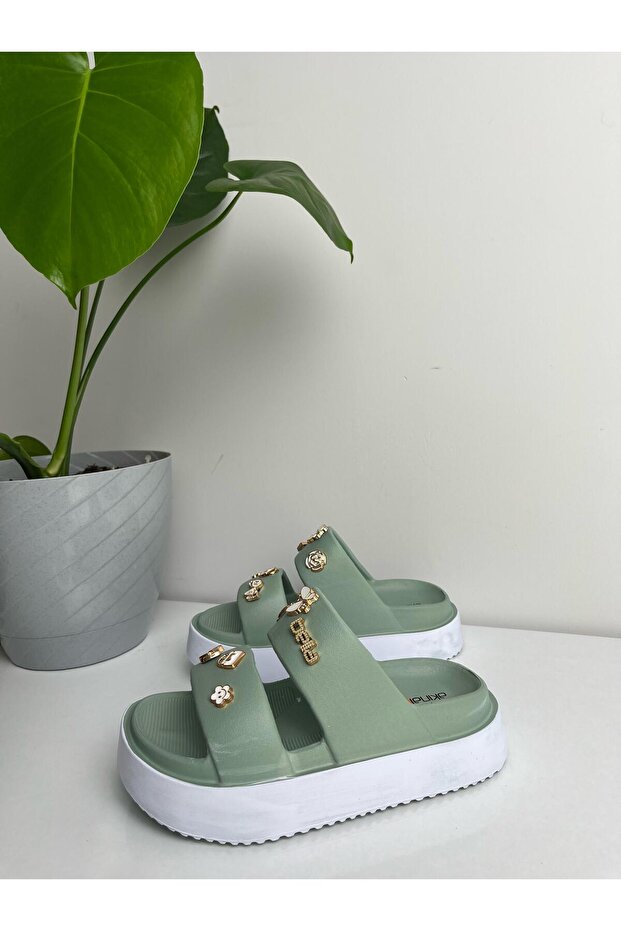 Stoned Thick Sole Slippers