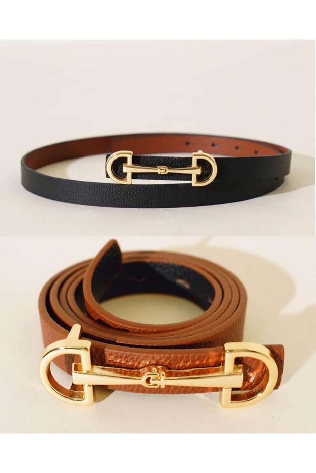 2-Piece Long Buckle Gold Women's Belt Trouser Belt Dress Belt Shirt Belt Pull Belt